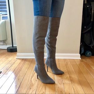 OTK suede high heel boots (gray)